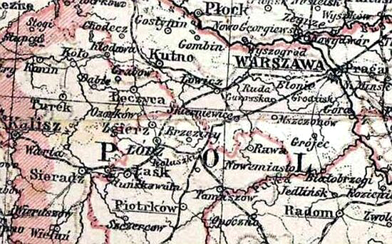 Koluszki na mapie z 1902 r.